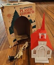 Vintage Noma Christmas Village Church Illuminated Plastic 1950s Original Box USA picture