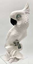 Vintage Ceramic Cockatoo On Branch Figurine 11 1/2” Tall Glazed Retro Bird picture
