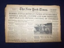 1942 NOV 5 NEW YORK TIMES - ROMMEL IN FULL RETREAT, TANKS, GUNS SMASHED- NP 6511 picture
