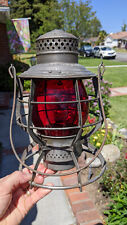 DENVER NORTH WESTERN & PACIFIC 1909 ADAMS RAILROAD LANTERN WITH RED GLOBE picture