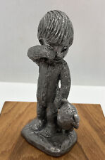 Vintage Michael Ricker Pewter Figurine Sleepy Little Boy Teddy Bear 3-3/4” Tall picture