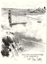 1977 DON DAVEY ARTIST SKETCH SAN FRANCISCO FOG OVER GOLDEN GATE POSTCARD Z835 picture