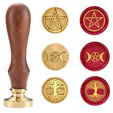 Sealing Wax Stamps Copper Seals with Wooden Hilt, Vintage wiccan Seal Wax Stamp picture