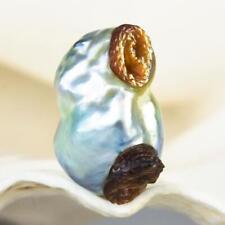 South Sea Baroque Pearl & Carved Bronze-color Mother-of-Pearl Shell Snake 3.60 g picture