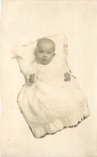 Baby in White Christening Outfit B&W RPPC Robert Boniello 1915 Postcard  picture