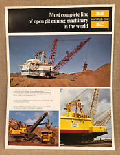 1972 Vtg. Bucyrus-Erie Open Pit Mine Shovel & Dragline Color Bifold Ad Brochure picture