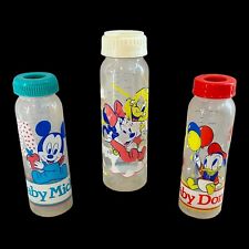 (3) 1984 Evenflo Baby Bottles Disney Babies Mickey Minnie Mouse Donald 8oz VTG picture