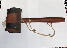 Antique Primitive Handmade Wooden Mallet Forged Collectable Display Prop picture