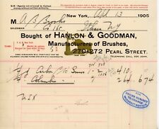 1905 Hanlon & Goodman Billhead New York NY Brush Manufacturer Brushes Boar Hair picture
