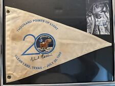 Framed Michael Collins Signed 20th Anniversary Thousand Points Of Light Pennant picture