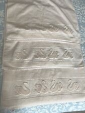 Lot of 3 Vintage Cannon Royal Family Bath Towels with Sculptured Swans Beige picture