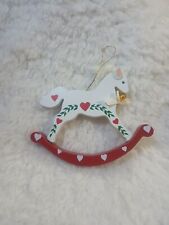 Vintage Wooden Ornament Rocking Reindeer With Bell - Midwest- picture