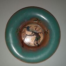 Copper Trinket Dish Ashtray Peacock Hand Painted Vintage Krelage Holland picture