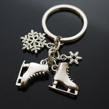 Ice Skates Key Ring Skating Snowflake Charms Pendants Keychain Love Gift picture