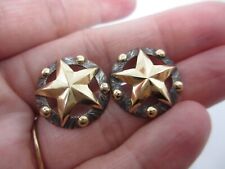 GORGEOUS VOGT Mexico Sterling &14K Gold Fill TEXAS LONE STAR Western Earrings-NR picture