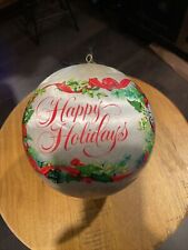 Vintage Hallmark Happy Holidays 7” Ball Mistletoe Satin Christmas Ornament picture