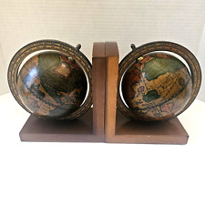 Vintage Italian made Spinning Globe Bookends, 6.5