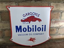 VINTAGE 1938 GARGOYLE MOBILOIL PORCELAIN GAS PUMP SIGN MOBIL MOBILGAS 12
