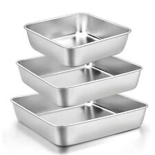 E-far 6/8/9-Inch Square Cake Pan Set Stainless Steel Square Baking Brownie Pa... picture