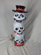 Halloween Skull Hat Totem Stacked Foam Blow Mold Lighted Paper Magic VTG 1998 picture