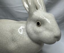 Antique French Crackle Glaze Ceramic Rabbit Figurine 1930’s Bunny Statue  picture
