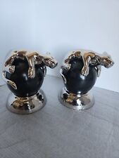 Panther Paper Weight Perched On Black Marbel Orb Mary Jurek set of 2 picture