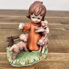 Vintage Little Girl with Lambs Figurine Home Decor picture