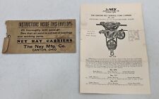 Vintage Ney MFG. Hay Carrier Instructions With Original Envelope Advertising  picture