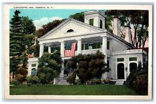 1931 Lafayette Inn Hotel Building Flag Geneva New York NY Vintage Postcard picture