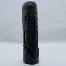 Vintage Hand Carved Wooden Tiki Face Decor 10”T 3”W picture