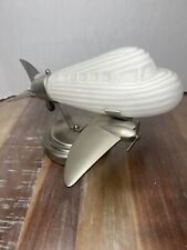 Airplane Table Lamp Vintage Aviation Frosted Glass Chrome Retro Desk Light picture