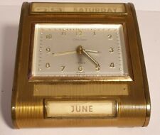 Chelsea Vintage Brass Desk Clock with Calendar Tested and Working Made Germany picture