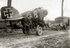 France Men Royal Air Force pose with a captured German Albatross a- Old Photo picture