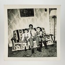 Ventriloquist Dummy Floral Couch Photo 1940s Christmas Eve Kids Interior A3688 picture