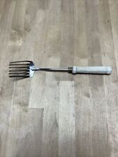 Vintage Stainless Steel Foley Fork MPLS Pastry Fork Wooden Handle  6 Tines picture