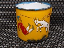 Antique 1930's Yellow Enamelware Child's Cup Boy & Goat Germany picture