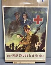 Original WWII 1943 American Red Cross War Fund Schlaikjer Poster Genuine Poster picture
