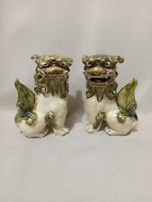 Pair of Vintage Chinese FOO DOGS Glazed Ceramic Sculptures picture