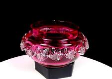 Czechoslovakia Signed Victorian Cranberry Rigaree Antique 2 3/4