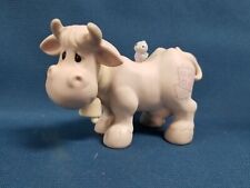 Vintage 1980 Precious Moments E-5638 Cow With Bell And Blue Bird Figurine picture