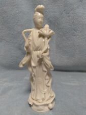 Blanc-De-Chine Porcelain Figure Kwan Yin Holding Bloomed Lotus Flower  picture