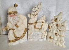 Vintage Cedar Creek Collection Christmas Scene Folding 3-Piece Resin Screen  picture