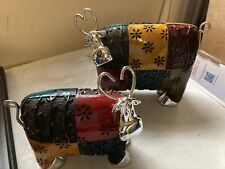 Uttermost Colorful Cow Calf Decor Metal Resin Figurines Farmhouse Whimsical picture