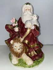 1995 Christmas Around the World Peaceful Kingdom Santa with Lion Lamb Music Box picture