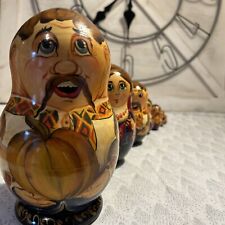 1996 VTG Matryoshka Folklore Nesting DOLL Hand Painted Signed 7” - 7 Pce picture