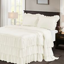 HIG 3 Piece ECHO Classic Ruffle Skirt Bedspread Set 30 inches Drop - Ivory picture