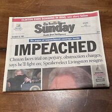 Seattle Times Clinton Impeached December 30 1998 Post Intelligencer Newspaper A picture