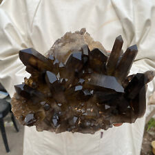 3.9lb Large Natural  Smoky Black Quartz Crystal Cluster Raw Mineral Specimen picture