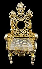 Vtg Franklin Mint Cinderella Crystal & 24k Gold Plated Throne Chair RARE 1989 picture