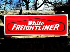 Hand Painted WHITE FREIGHTLINER Truck Trucking Advertisement Shop Garage SIGN picture